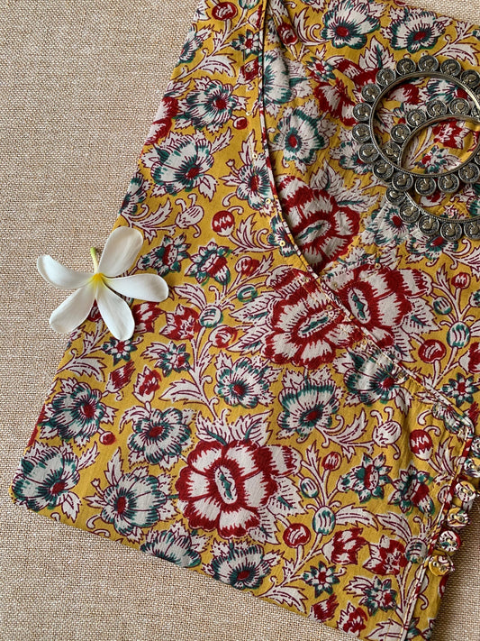 "Bahara" Yellow Angrakha Cotton Kurta