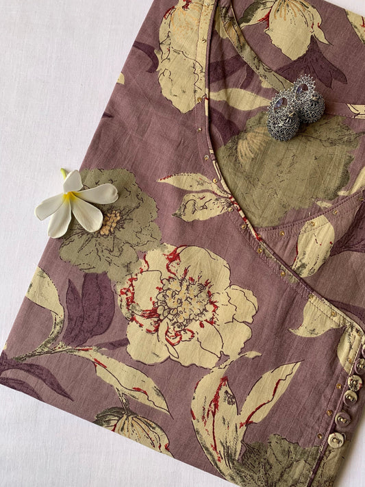 "Gulnaar" Mauve Angrakha Cotton Kurta