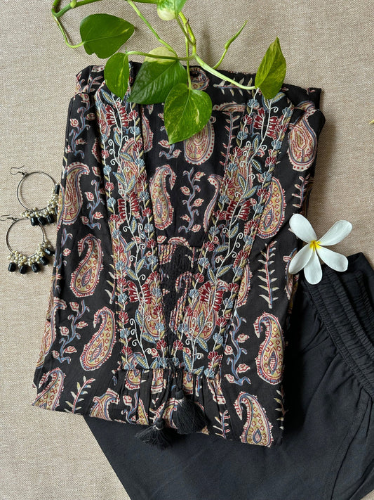 "Kanika" hand block printed Muslin Kurta Set (2pc)